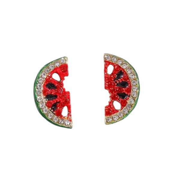 Whimsy_and_Rose Jewelry - Rhinestone Watermelon Stud Earrings